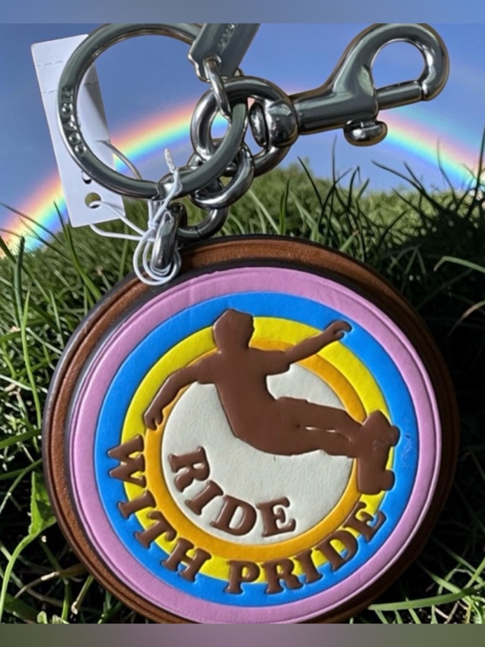Coach  ride with pride leather bag charm NWT